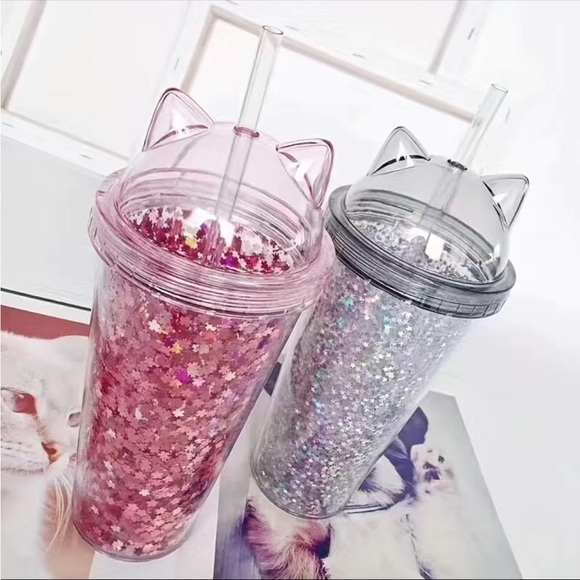 🌈 Kawaii Cute Rainbow & Cat Ear Tumbler
Cups With Straw & Lid - Picture 12 of 16